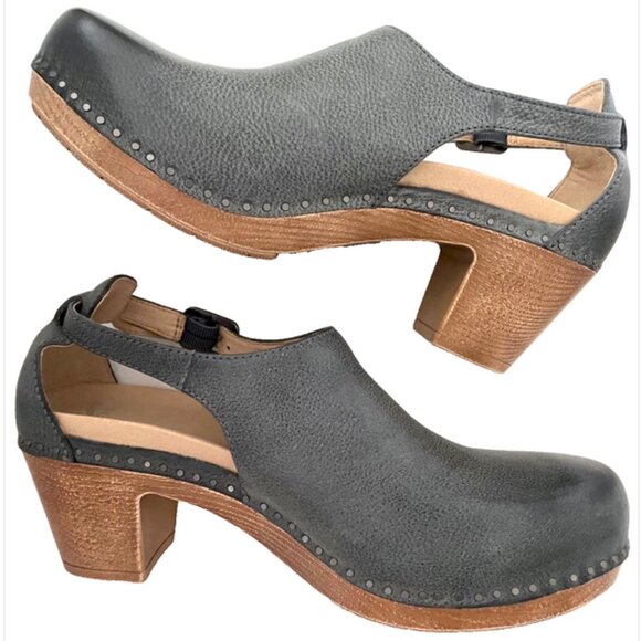 NEW DANSKO SASSY CLOGS GREY SLATE MILLED BURNISHED LEATHER SHOES WOMENS 40 9 9.5 - Picture 9 of 13